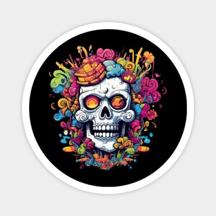 Skull art never looked so vibrant and alive Magnet